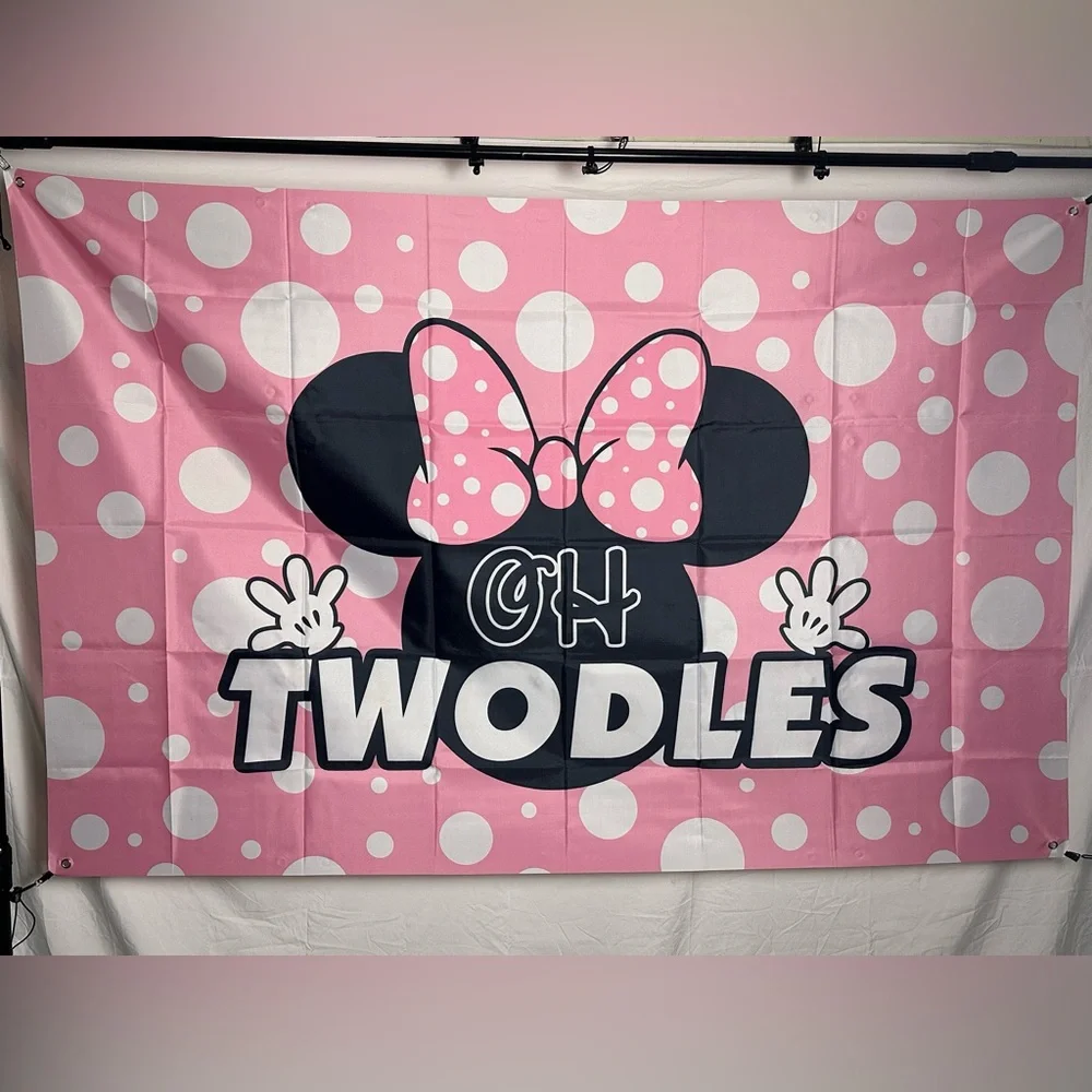 Minnie Mouse Theme “Oh Twodles” Backdrop Banner 6x4Ft. With 4 Grommets